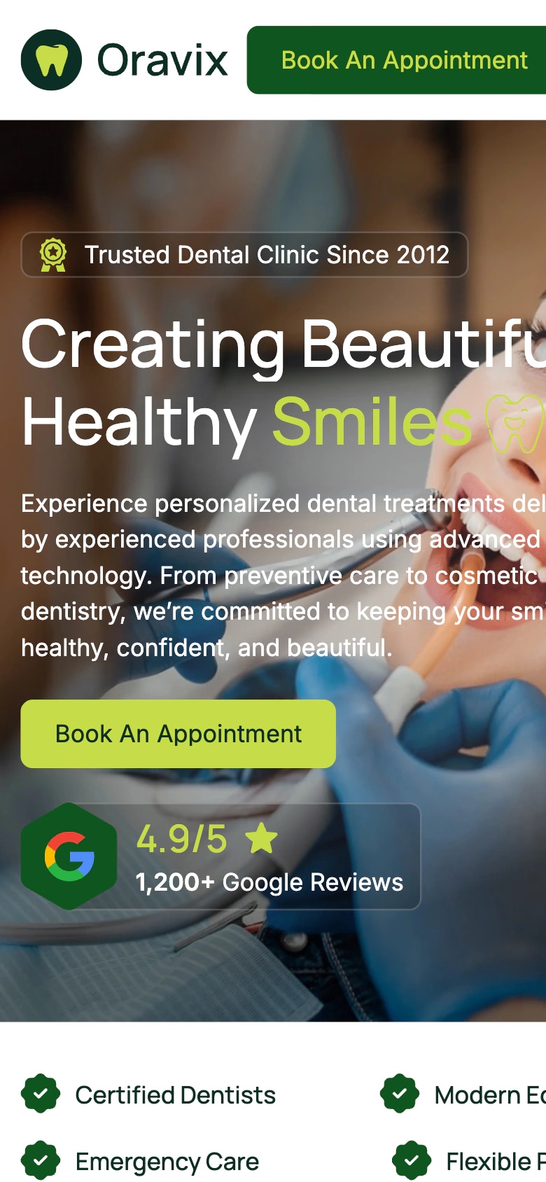 Oravix homepage at a 390-pixel mobile viewport